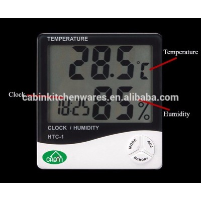 3 in 1 LCD Digital Indoor Outdoor Multi Thermometer Hygrometer Humidity Meter Clock HTC-2